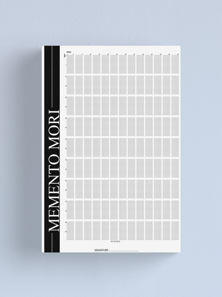 NEW Design Memento Mori parallel left side with signature White Background  - Life Calendar 