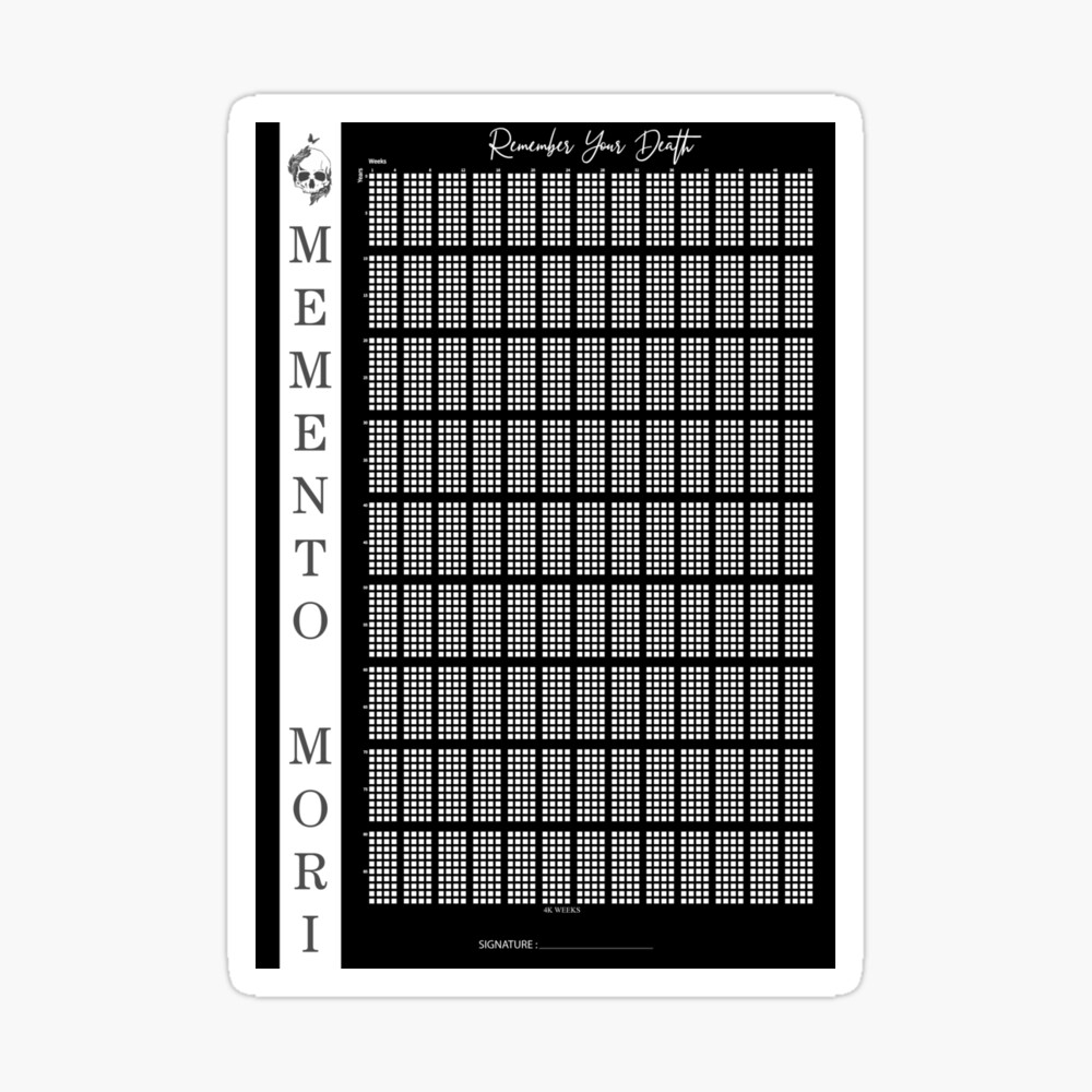 Remember your death Memento Mori with signature Black Background - Life  Calendar 