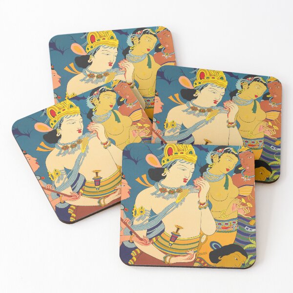 Item preview, See INDIA Ajanta Frescoes Cave Temples 1934 Vintage Travel Poster designed and sold by retroposters.