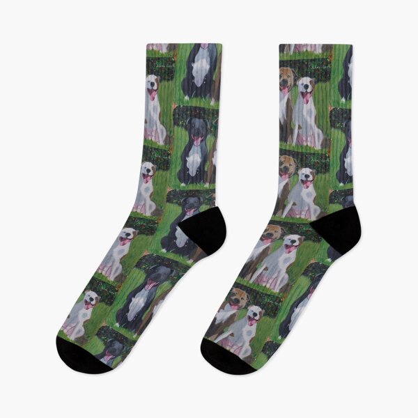 Item preview, Staffie sisters sitting in a row designed and sold by Rebekah Gavra.