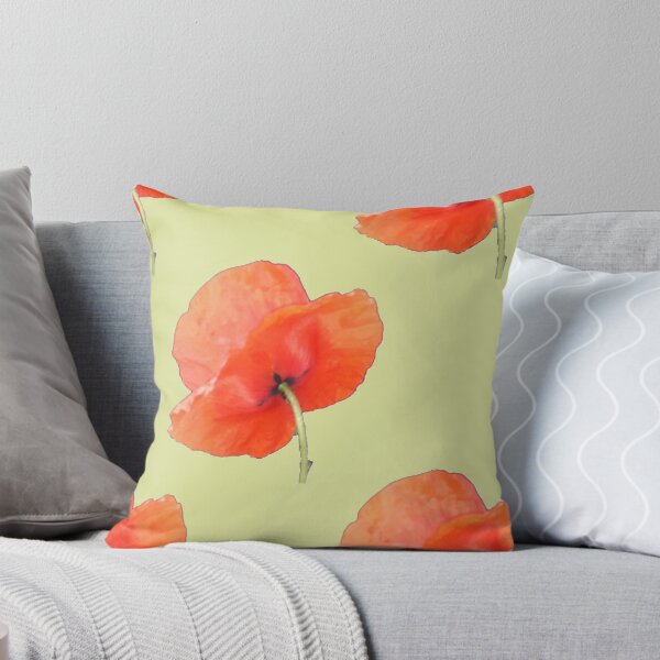 Item preview, poppy with stem back ground light green designed and sold by KABFA Designs.