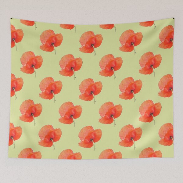 Item preview, poppy with stem back ground light green designed and sold by KABFA Designs.