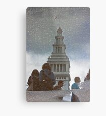 San Francisco Ferry Building Reflection in a Puddle Metal Print