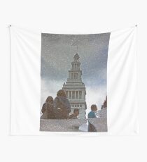San Francisco Ferry Building Reflection in a Puddle Wall Tapestry