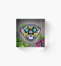 Rottweiler - Day of the Dead Sugar Skull Dog Acrylic Block