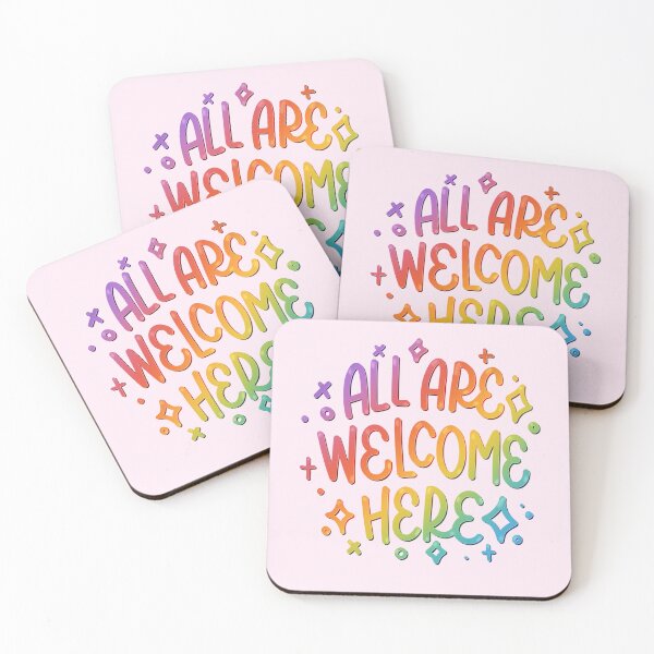 Item preview, All Are Welcome Here - Pride Quote designed and sold by TheBubblyType.