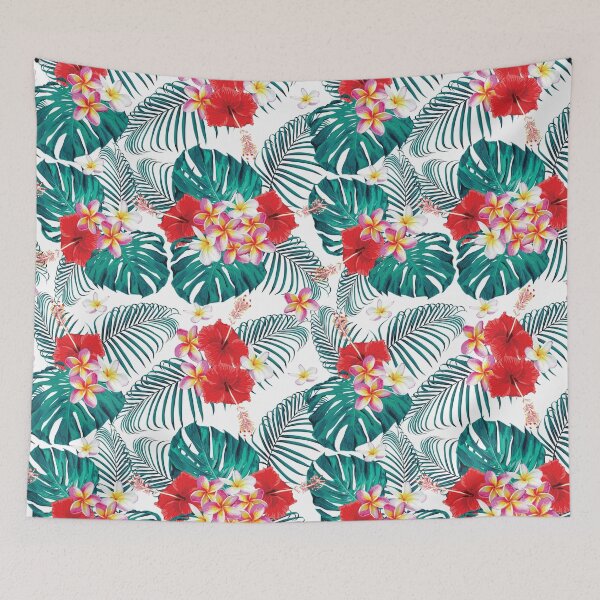 Item preview, ALOHA TROPICAL RED GREEN SEAMLESS designed and sold by selfesteeem.
