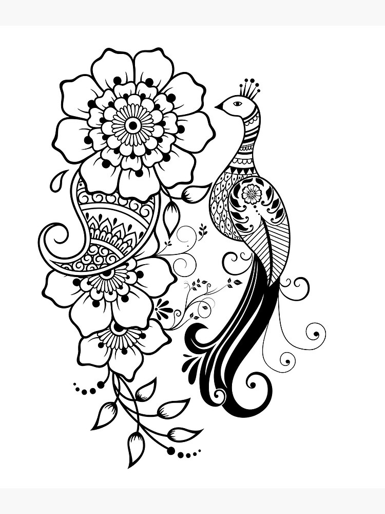 Drawing Henna Mehndi Mandala, art design, symmetry, monochrome, color png |  PNGWing