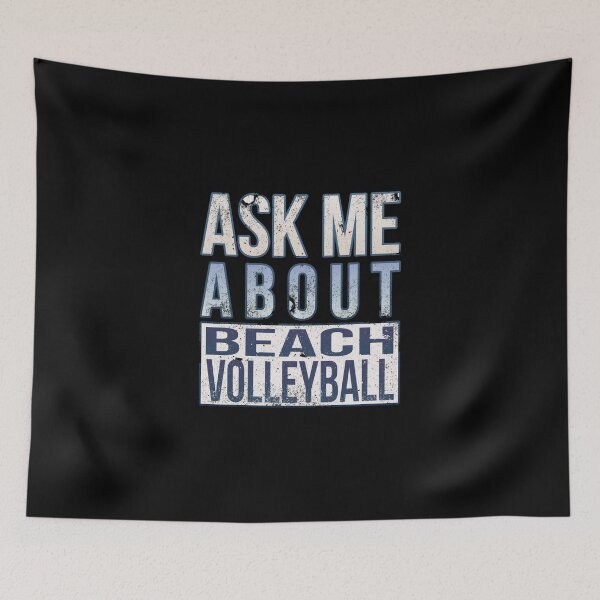 Aperçu de l'œuvre Ask Me About Beach Volleyball Sticker créée et vendue par amberk1cira.