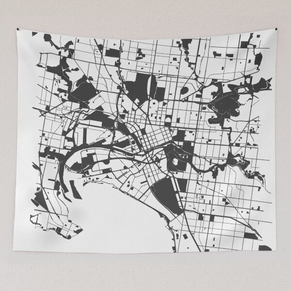 Item preview, Melbourne Map Art Black white Australia designed and sold by EpicMaps.