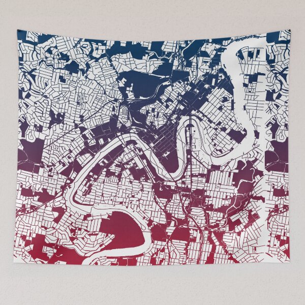 Artikelvorschau, Brisbane Map Art Pink Blue Australia entworfen und verkauft von EpicMaps.