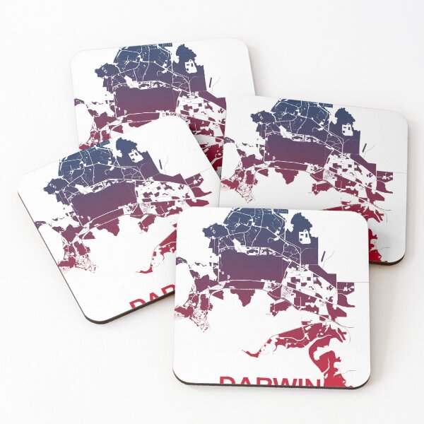 Item preview, Darwin Map Art Pink Blue Australia designed and sold by EpicMaps.