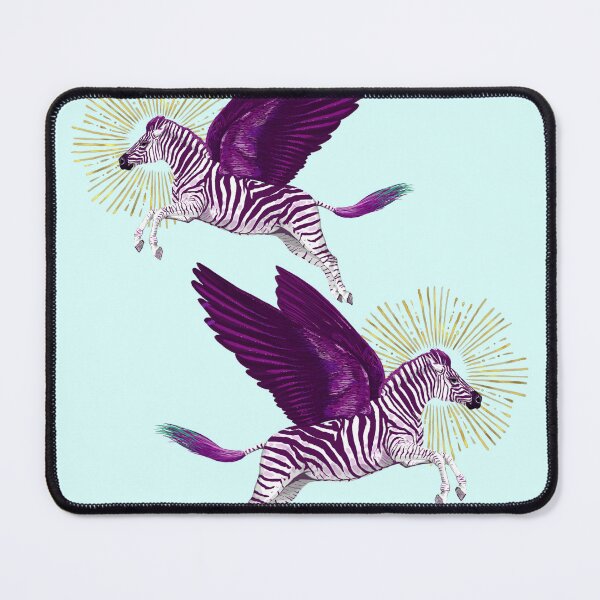 Item preview, Leaping Pegasus zebras on blue designed and sold by CLBArtDesign.