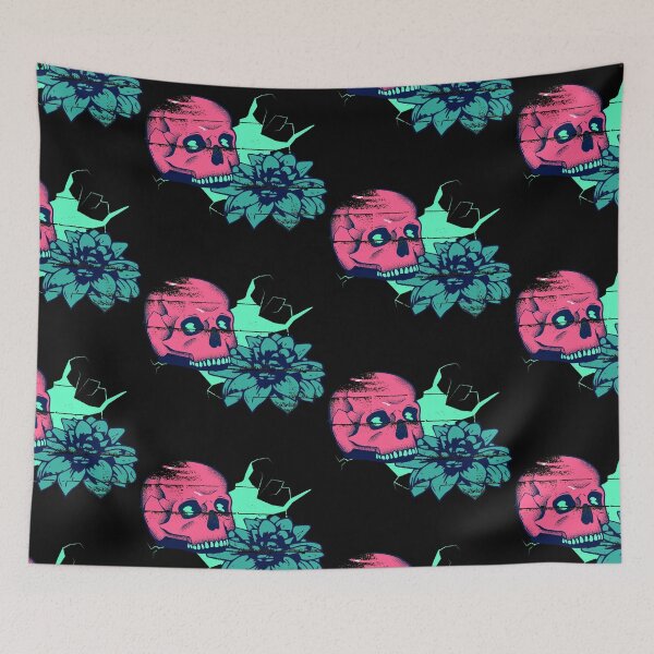 Item preview, Garden Skull - Electric Pink and Blue - Garden Addict  designed and sold by WildBerryArt.