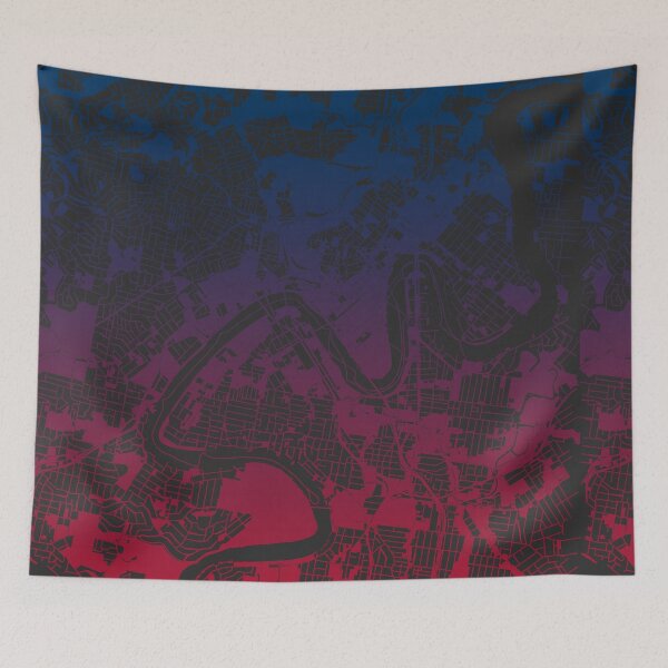 Artikelvorschau, Brisbane Map Art Pink Blue Australia entworfen und verkauft von EpicMaps.