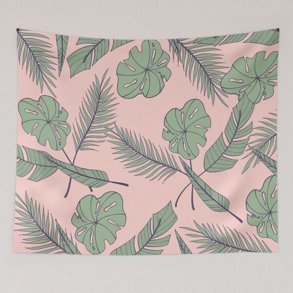 Artikelvorschau, Mint Green Palm Monstera Tropical Leaves Pattern entworfen und verkauft von GraphicsClub.