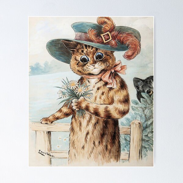 FitNxt Louis Wain Poster Cats' Christmas Picture Print Wall Art Painting  Canvas Artworks Gift Idea Room Aesthetic 16x24inch(40x60cm)