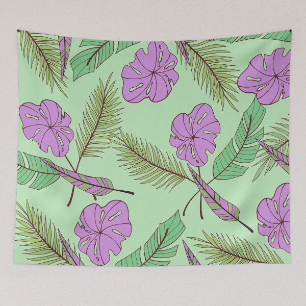 Artikelvorschau, Pink and Mint Palm Monstera Tropical Leaves Pattern entworfen und verkauft von GraphicsClub.