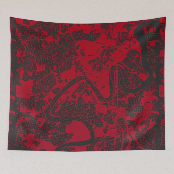 Item preview, Brisbane Map Art red wine color Australia designed and sold by EpicMaps.