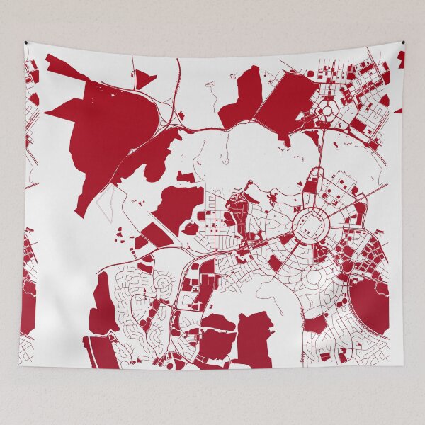 Item preview, Canberra Map Art red wine color Australia designed and sold by EpicMaps.