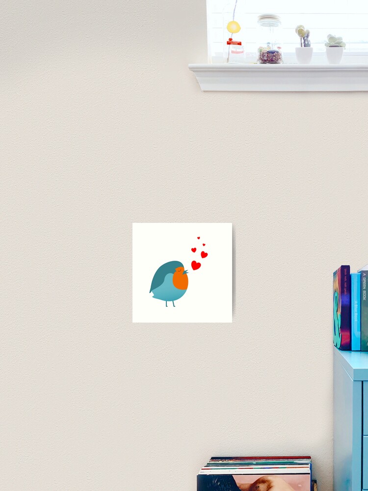 Thumbnail 1 of 3, Art Print, Singing Heart Robin in Love designed and sold by Gurby Griffiths.