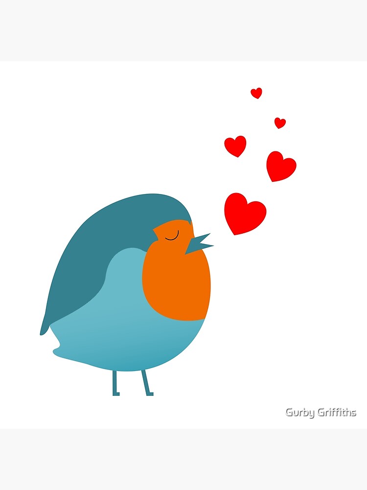 Artwork view, Singing Heart Robin in Love designed and sold by Gurby Griffiths