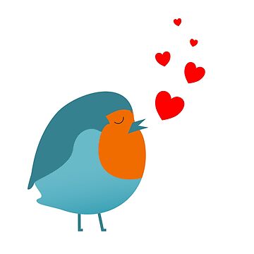 Artwork thumbnail, Singing Heart Robin in Love by gurbygriff