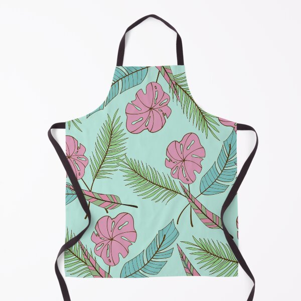 Aperçu de l'œuvre Coral Pink and Cyan Green Palm Monstera Tropical Leaves Pattern créée et vendue par GraphicsClub.