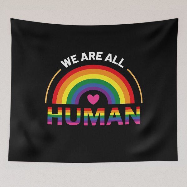 Item preview, We Are All Human Pride Ally Rainbow LGBT Flag Gay Pride designed and sold by Tatus Brinal.