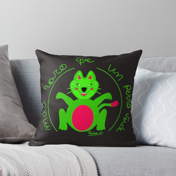 Item preview, green cat designed and sold by Rompeolas.
