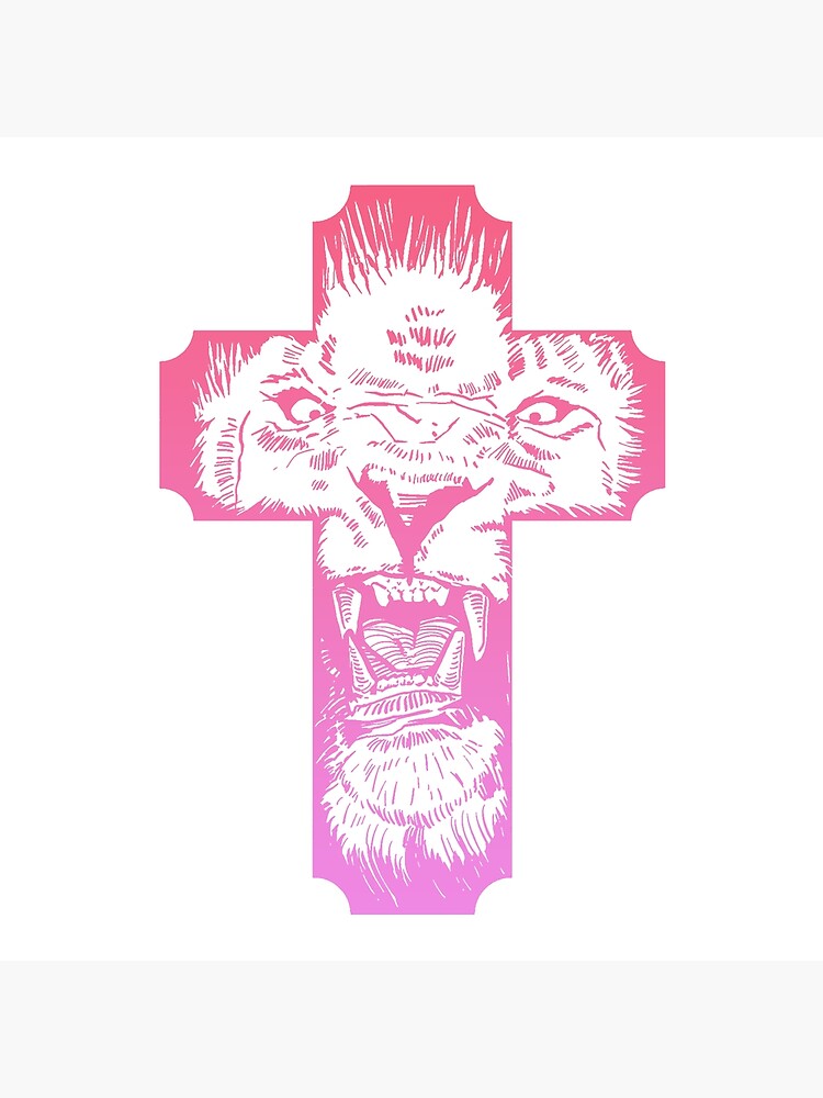 Disover Jesus Cross With Your Spirit Animal — (Lion, Pink Gradient) Premium Matte Vertical Poster