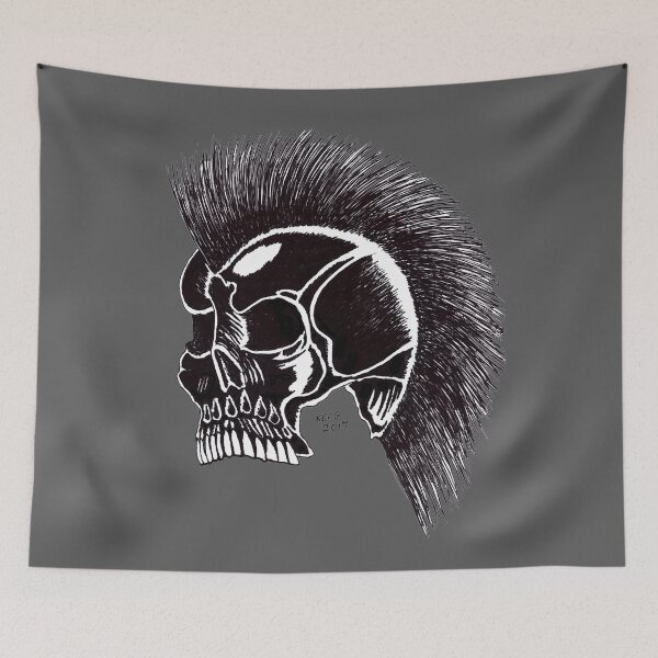 Item preview, BLACK MOHAWK SKULL - Art By Kev G designed and sold by ArtByKevG.