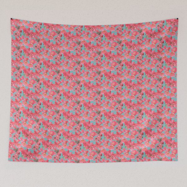 Item preview, Crabapple Blossoms v2 on Soft Aqua Half-Drop Repeat 5748 designed and sold by Art in My Loft.