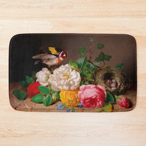 Item preview, Rose bush with goldfinch and bird's nest  Josef Lauer-Rosenstuck mit Stieglitz und Vogelnest designed and sold by TeeARTHY.