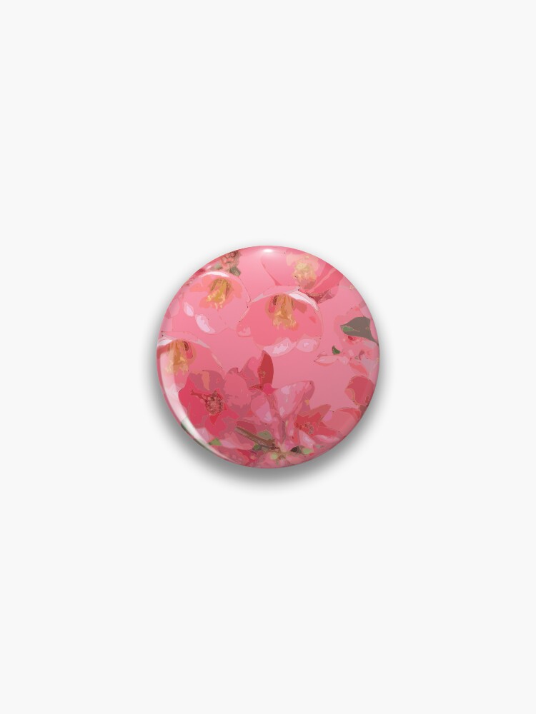 Thumbnail 1 von 3, Button, Crabapple Blossoms v2 on Soft Pink Half-Drop Repeat 5748 designt und verkauft von ArtticArlo.