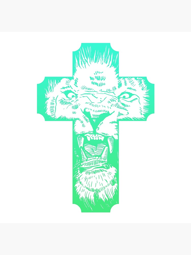 Disover Jesus Cross With Your Spirit Animal — (Lion, Green Gradient) Premium Matte Vertical Poster