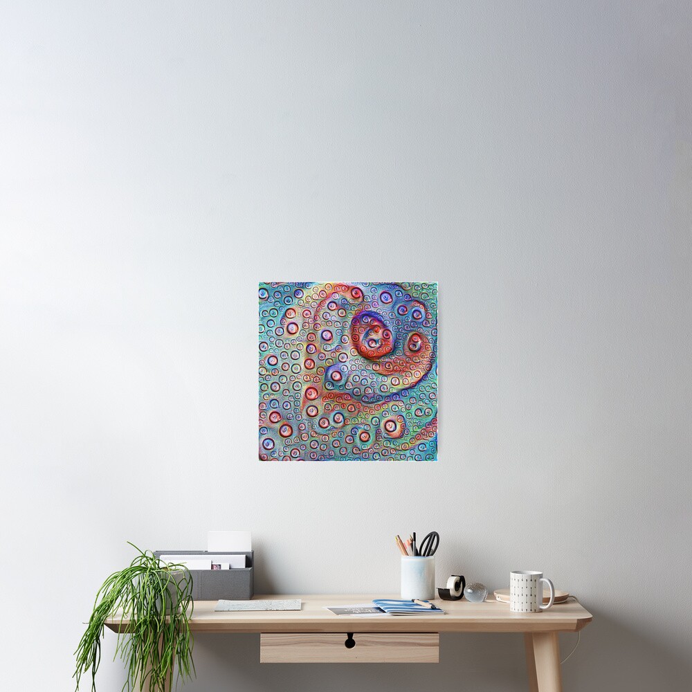 #DeepDream Water droplets on glass Poster