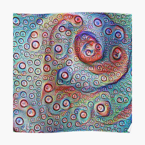 #DeepDream Water droplets on glass Poster