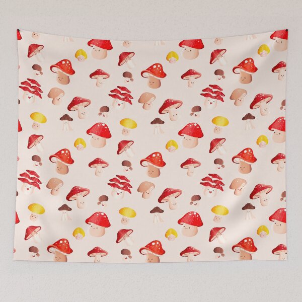 Aperçu de l'œuvre Cutest Happy Little Mushrooms Pattern créée et vendue par lordyswiss.