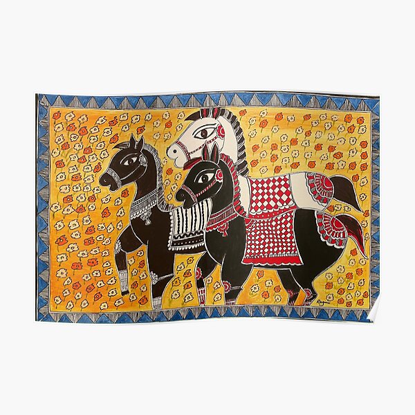 Horses - Mare and her foals in Spring Poster