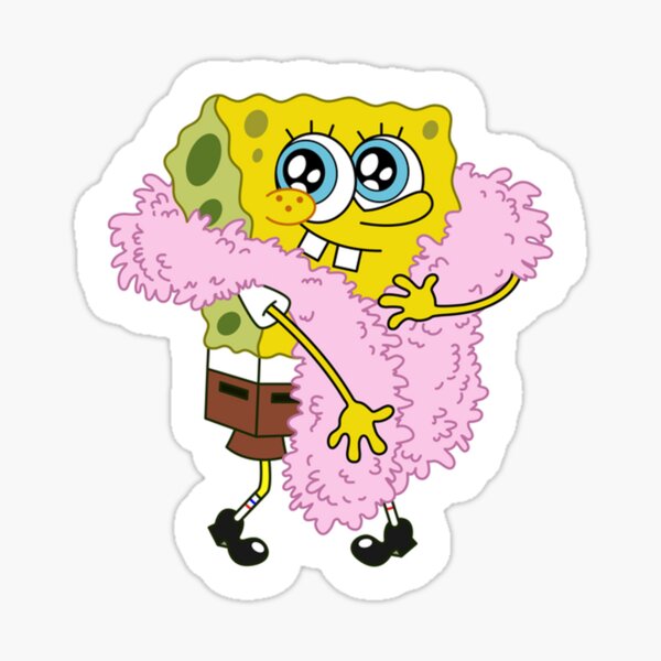 Spongebob With Feather Boa Sticker For Sale By Bowenfred38 Redbubble 