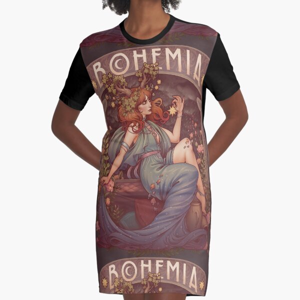 Art Nouveau BOHEMIA Graphic T-Shirt Dress