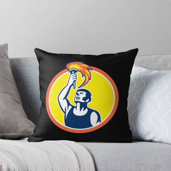 Artikelvorschau, Athlete Player Raising Flaming Torch Circle Retro Classic T-Shirt entworfen und verkauft von contawana1s.
