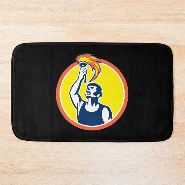 Aperçu de l'œuvre Athlete Player Raising Flaming Torch Circle Retro Classic T-Shirt créée et vendue par contawana1s.