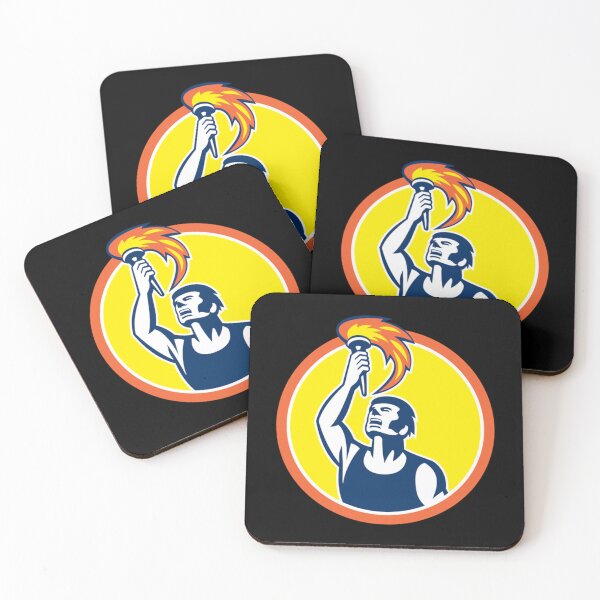Artikelvorschau, Athlete Player Raising Flaming Torch Circle Retro Classic T-Shirt entworfen und verkauft von contawana1s.
