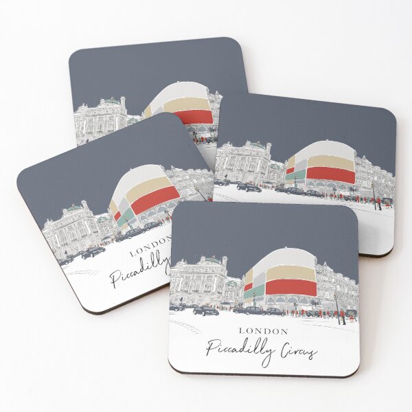 Item preview, Piccadilly Circus, London, Cities, Countries, Colourful print, line art, west end, Regent's Street, London Taxi, designed and sold by BONBcreative.