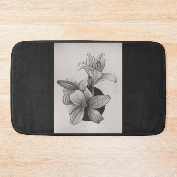 Item preview, Flowers in grey : floral pencil sketch designed and sold by sanartworks.