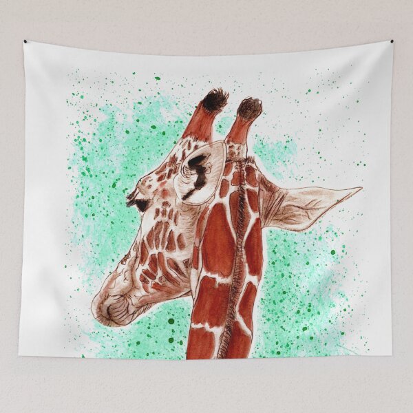 Item preview, Giraffe neck, back view - brown colorized version colored with watercolors designed and sold by SylvieG18.