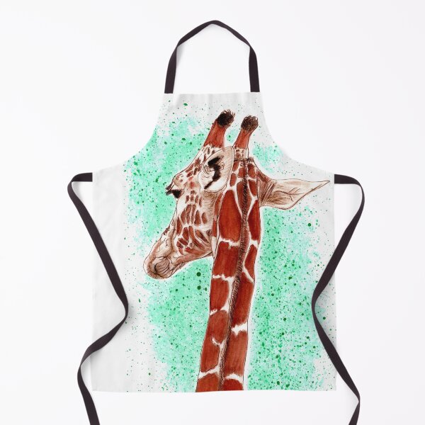 Item preview, Giraffe neck, back view - brown colorized version colored with watercolors designed and sold by SylvieG18.