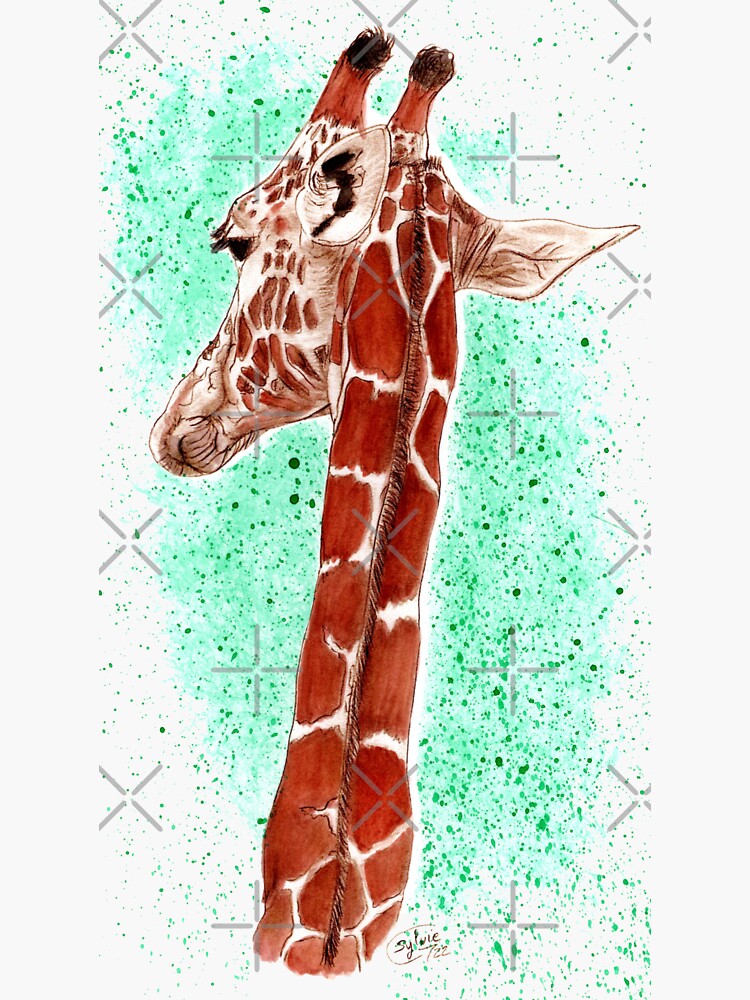 "Giraffe neck, back view brown colorized version colored with